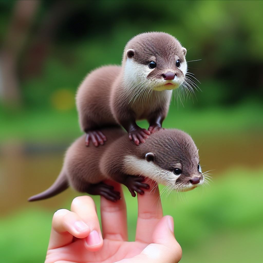 mini baby otters balance