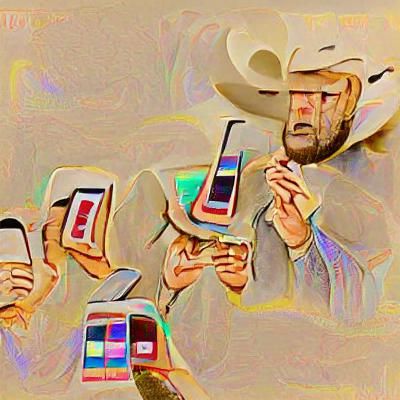 Cowboy Emoji Surrounded by Phone Emojis