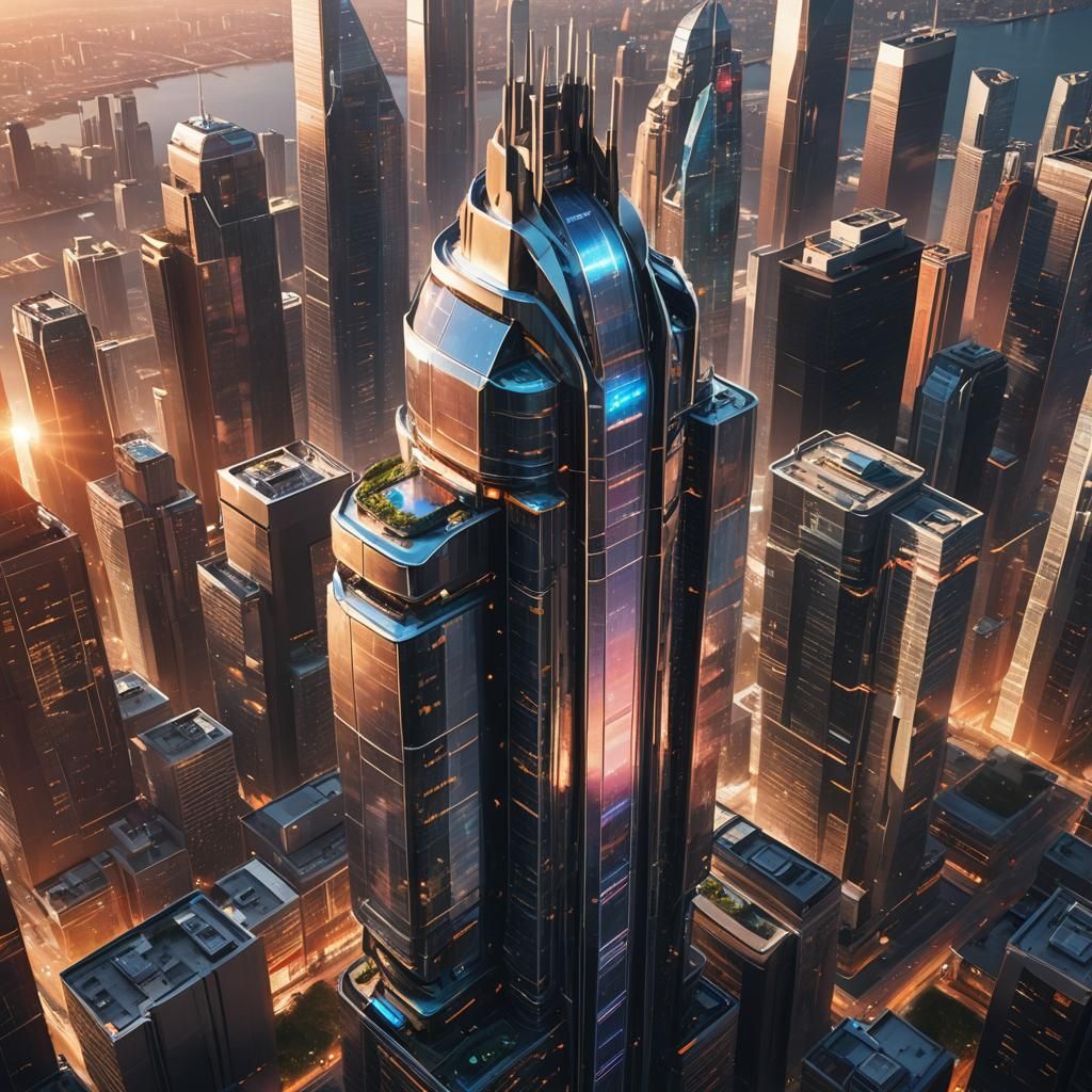 Futuristic Skyscraper Concept Art in Cinematic Style