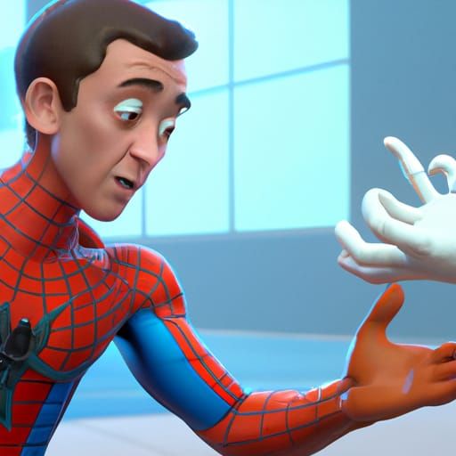 Handsom  white guy 
slapping spiderman