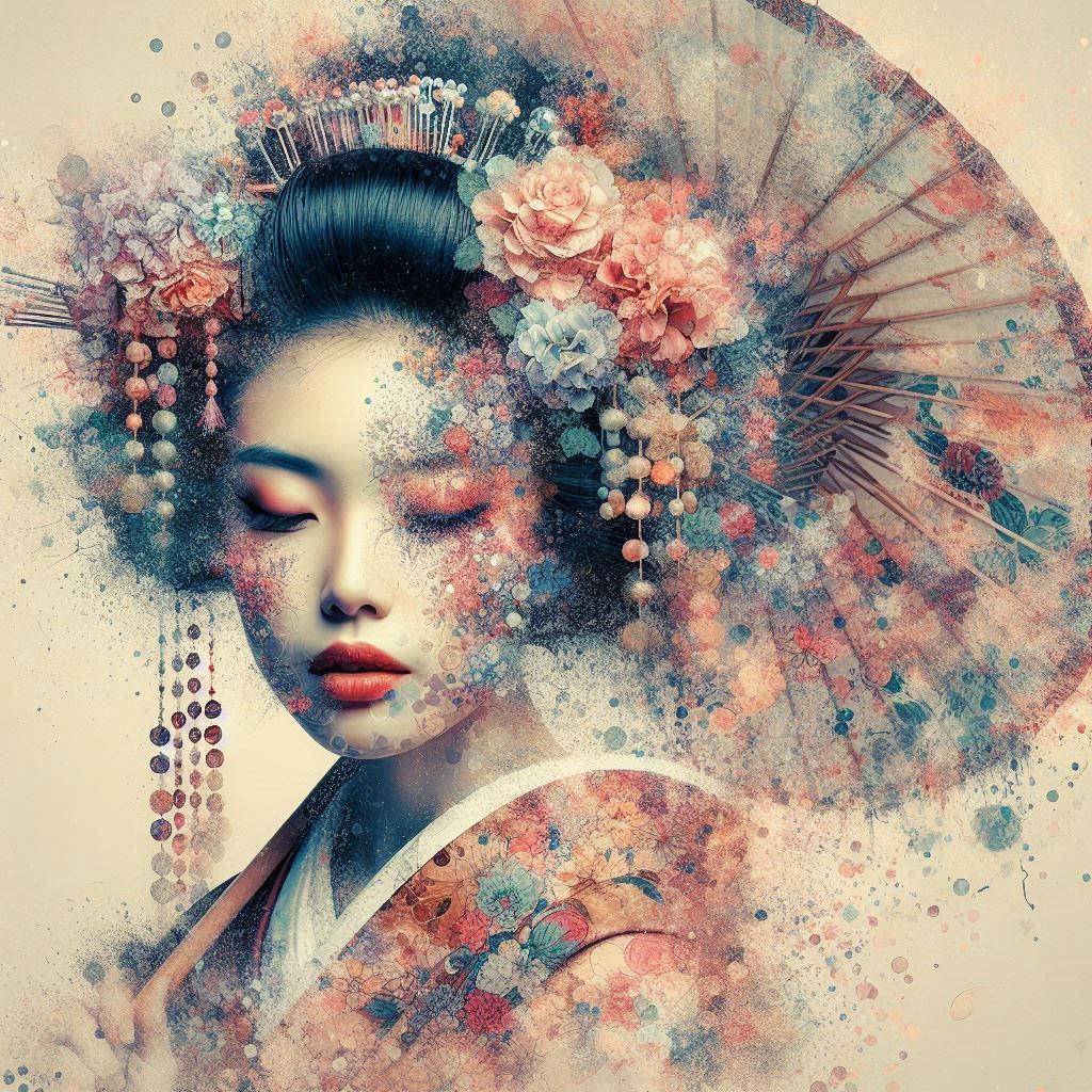 double exposure beautiful fantasy DALL-E 3 portrait landscape..