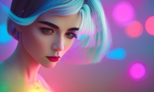 Gorgeous woman, soft sparks, pop surrealism, insanely detail...