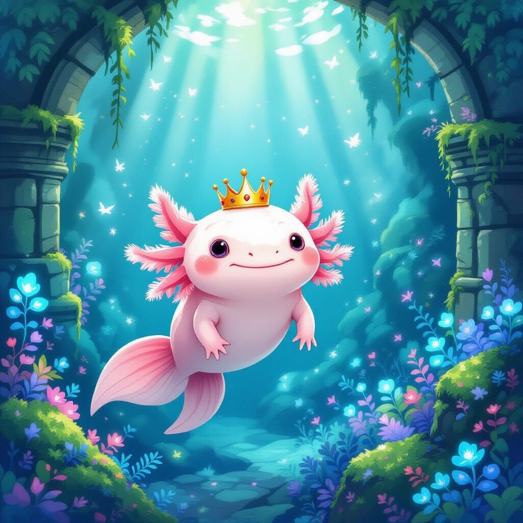 A whimsical axolotl
