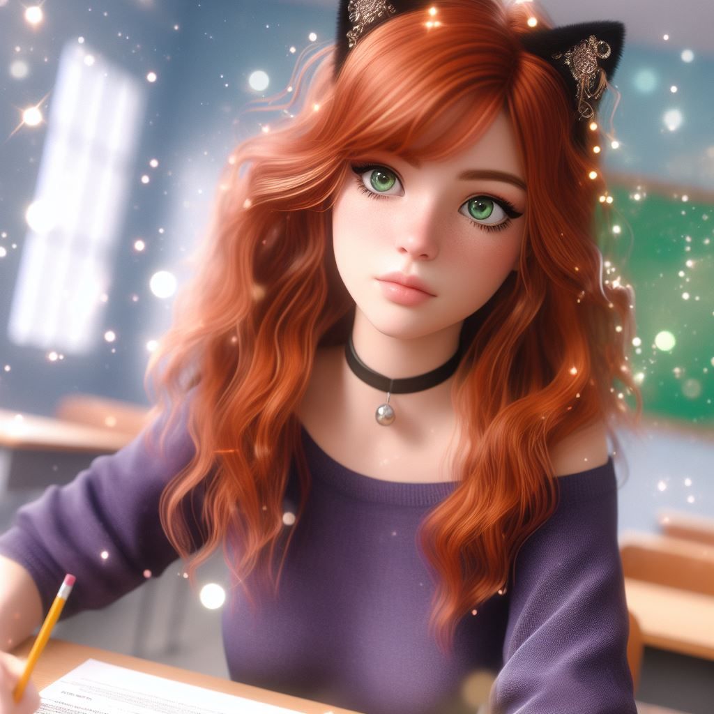 Cat girl in the classroom
