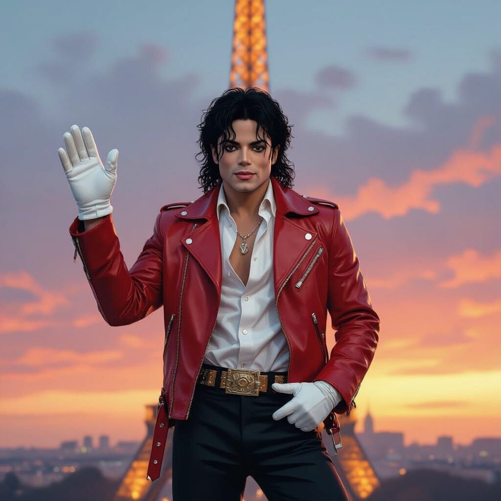 Michael Jackson on top of the Eiffel Tower