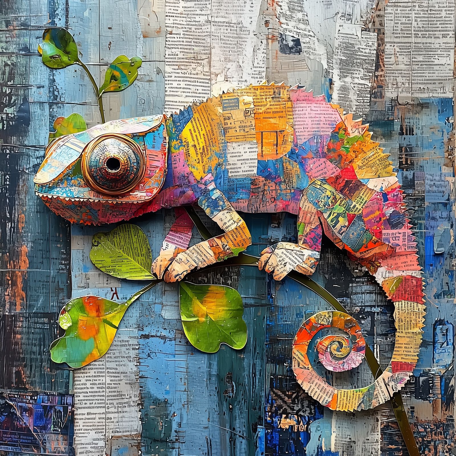 Mixed Media Chameleon