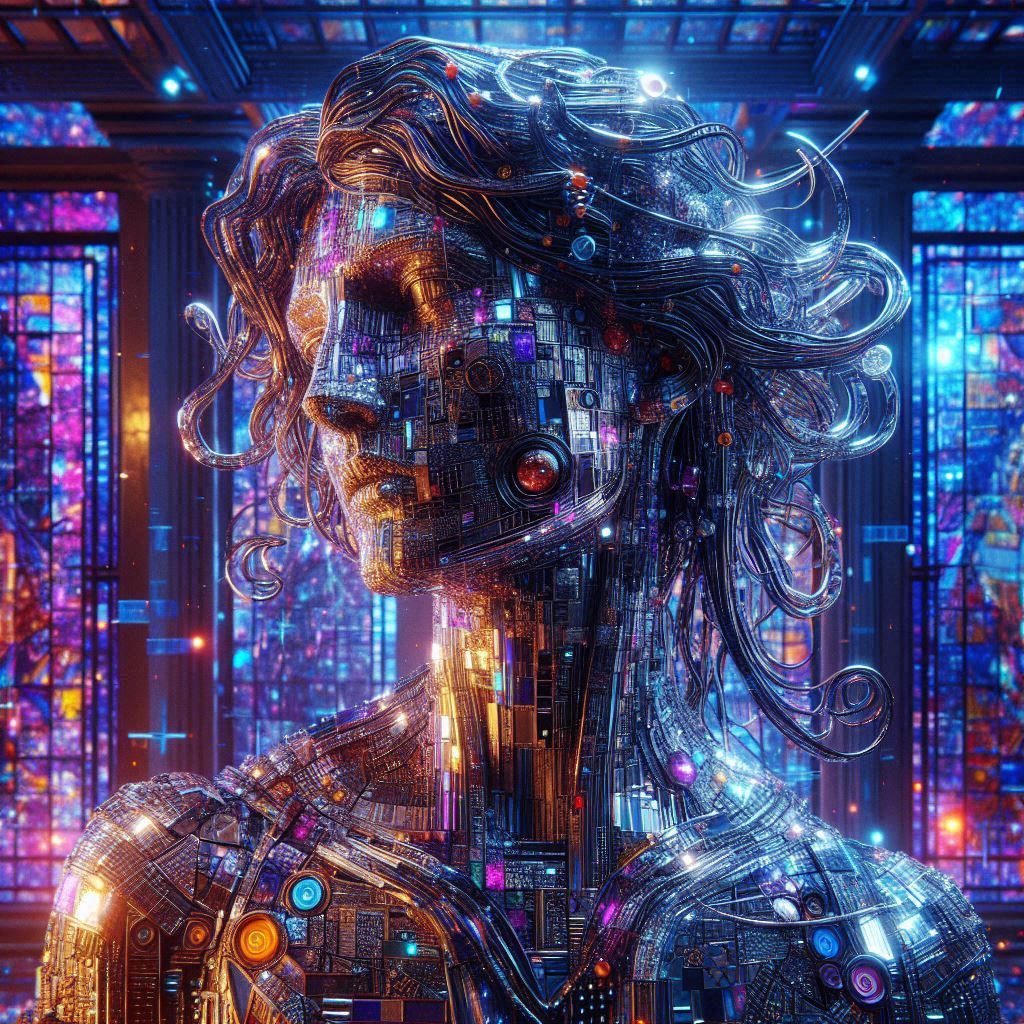 Gustav klimt glass crystal sculpture of robotic dark souls l...