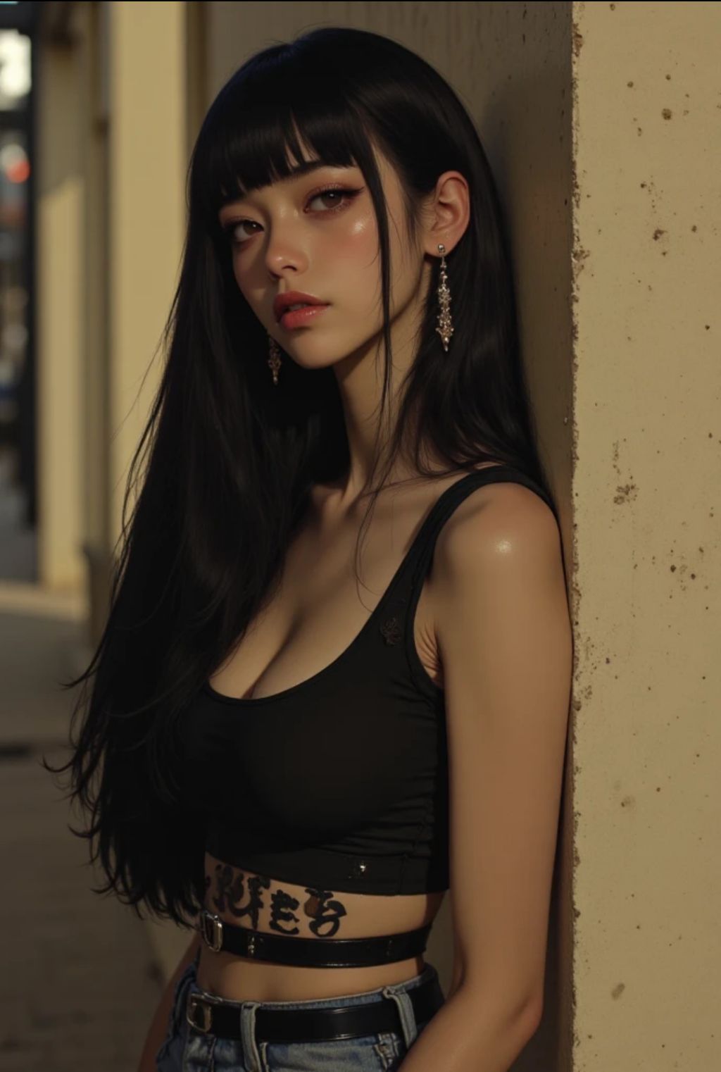 Black top girl with bangs