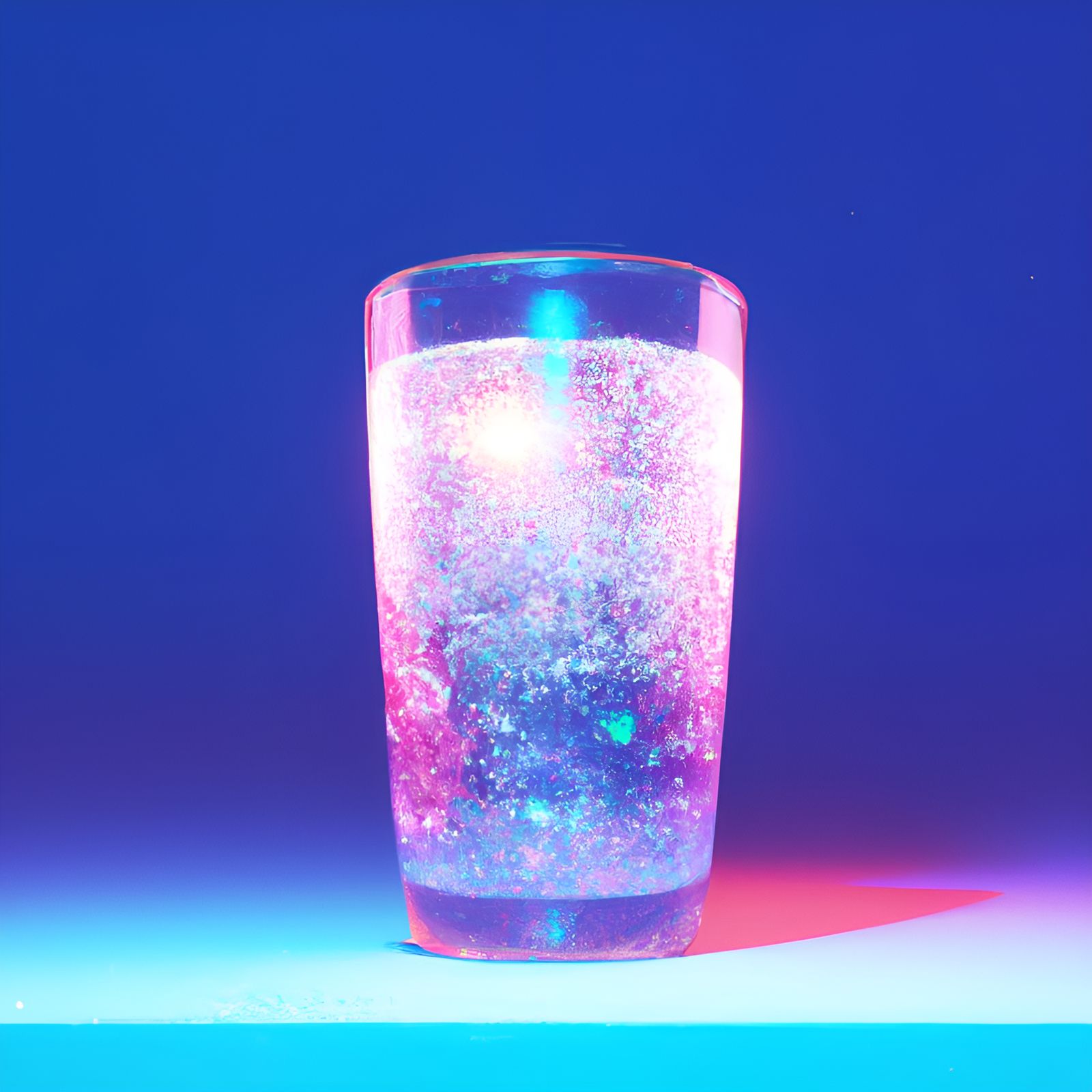 Glass of Sparkling Galaxy Soda Water in 3D
