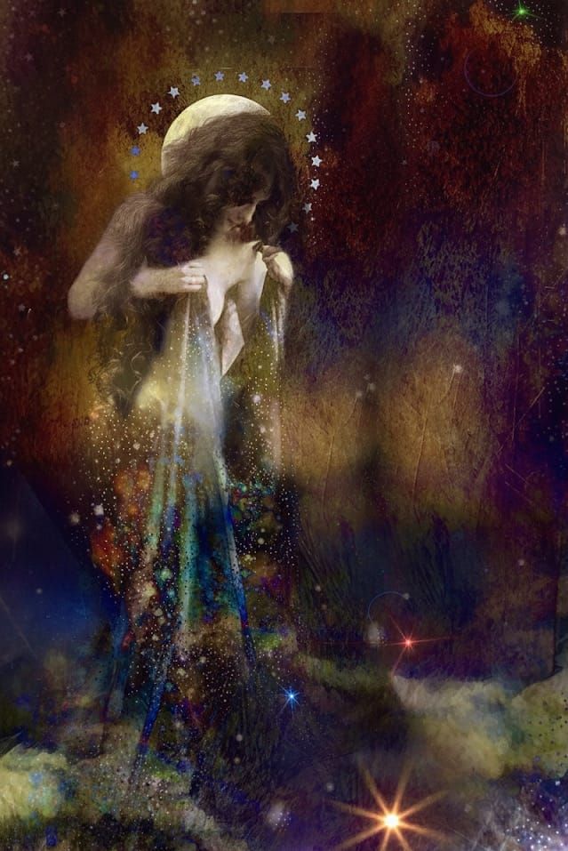 She carries galaxies with her