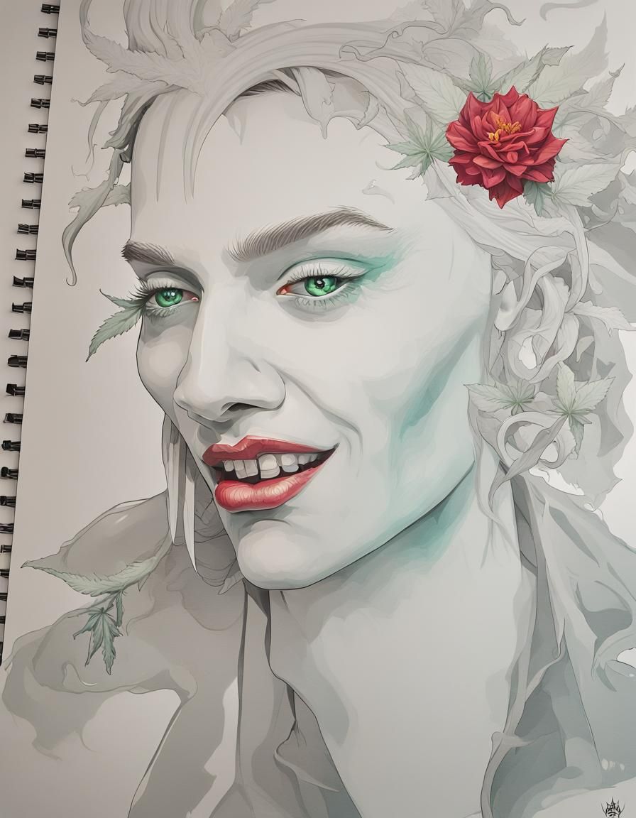 Devil with cannabis, head and shoulders portrait, 8k resolut...