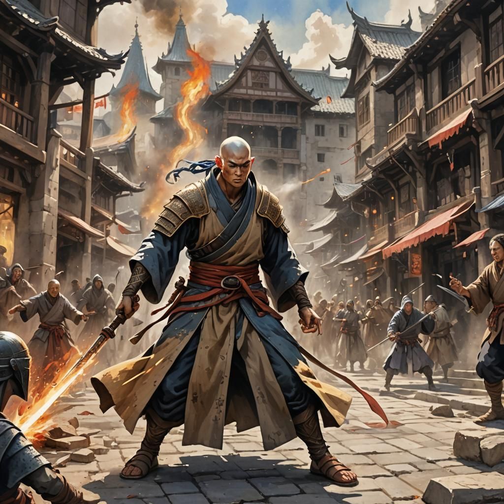 A DnD-style Kensei monk.