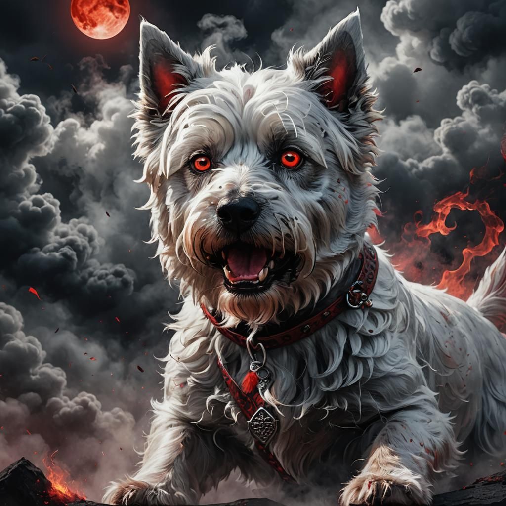 Eerie Westie in Dark Fantasy Concept Art