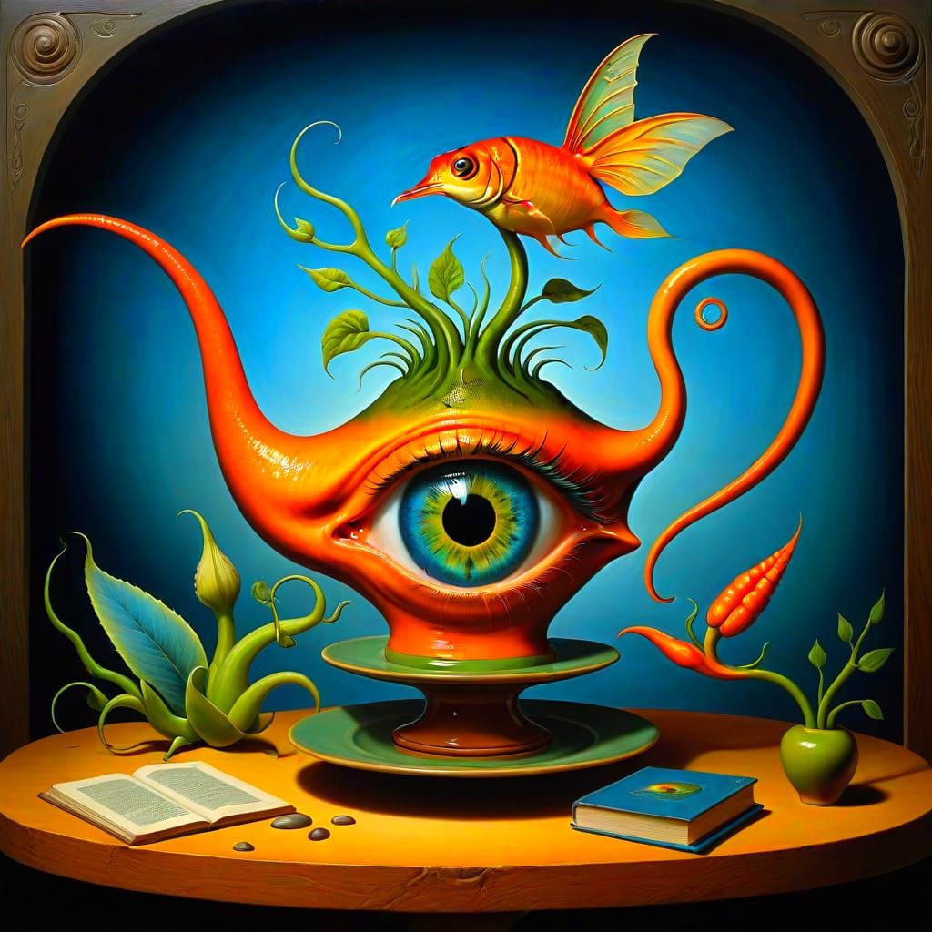 Fantastic Surrealistic Composition with Bizarre Animals