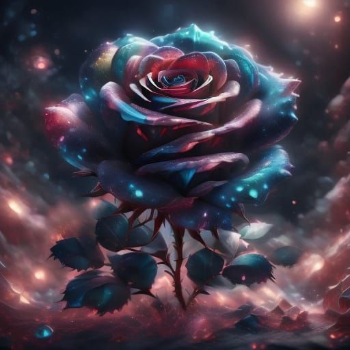 Cosmic Rose Galaxy Socks Design in Hyperrealistic Style