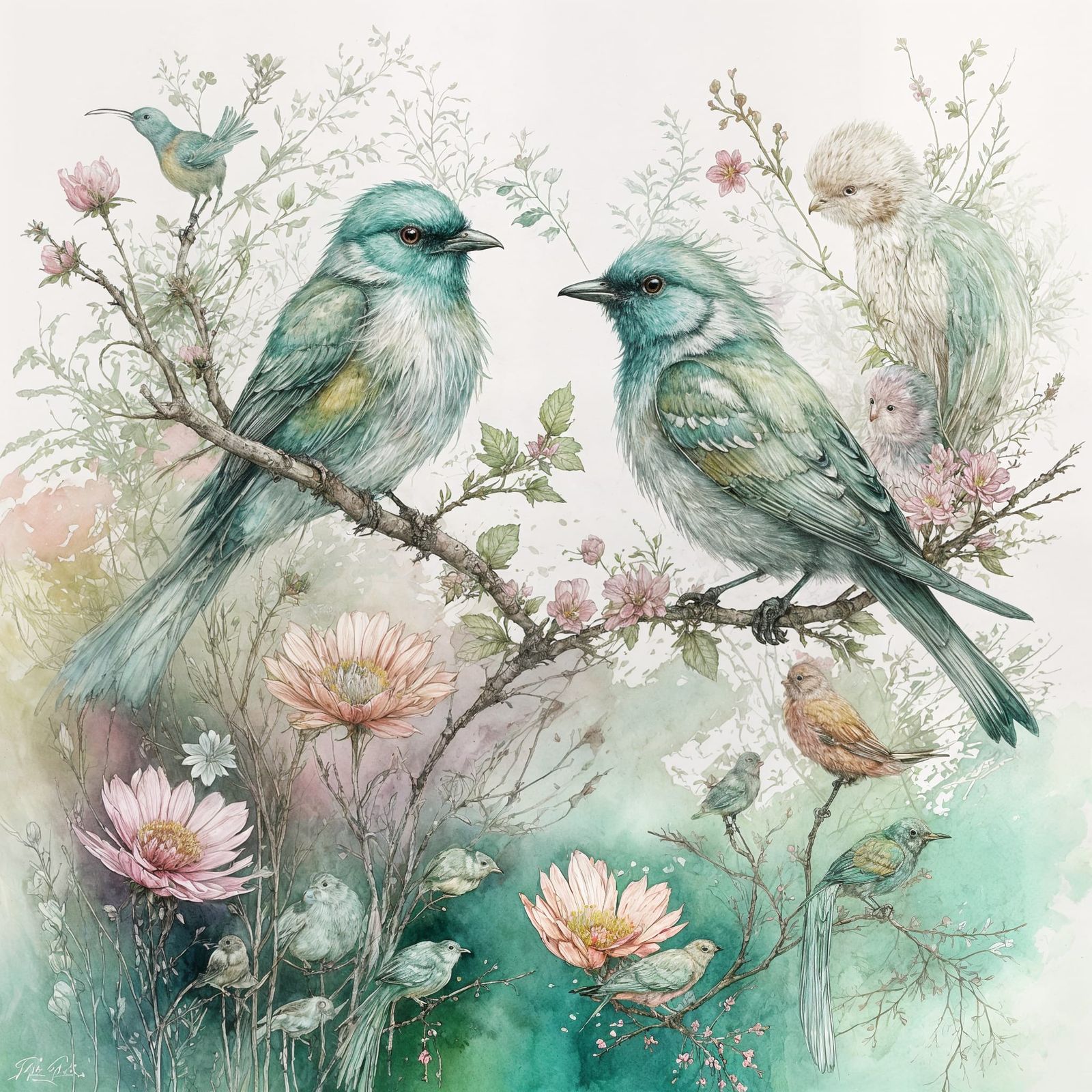 Whispers of flight in watercolor."  by @Jen
