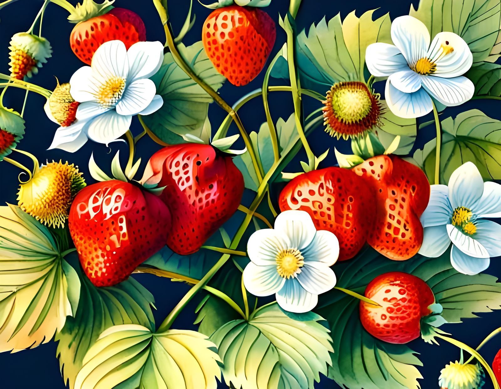 Summer Strawberry Watercolor   by @Sharonjoy