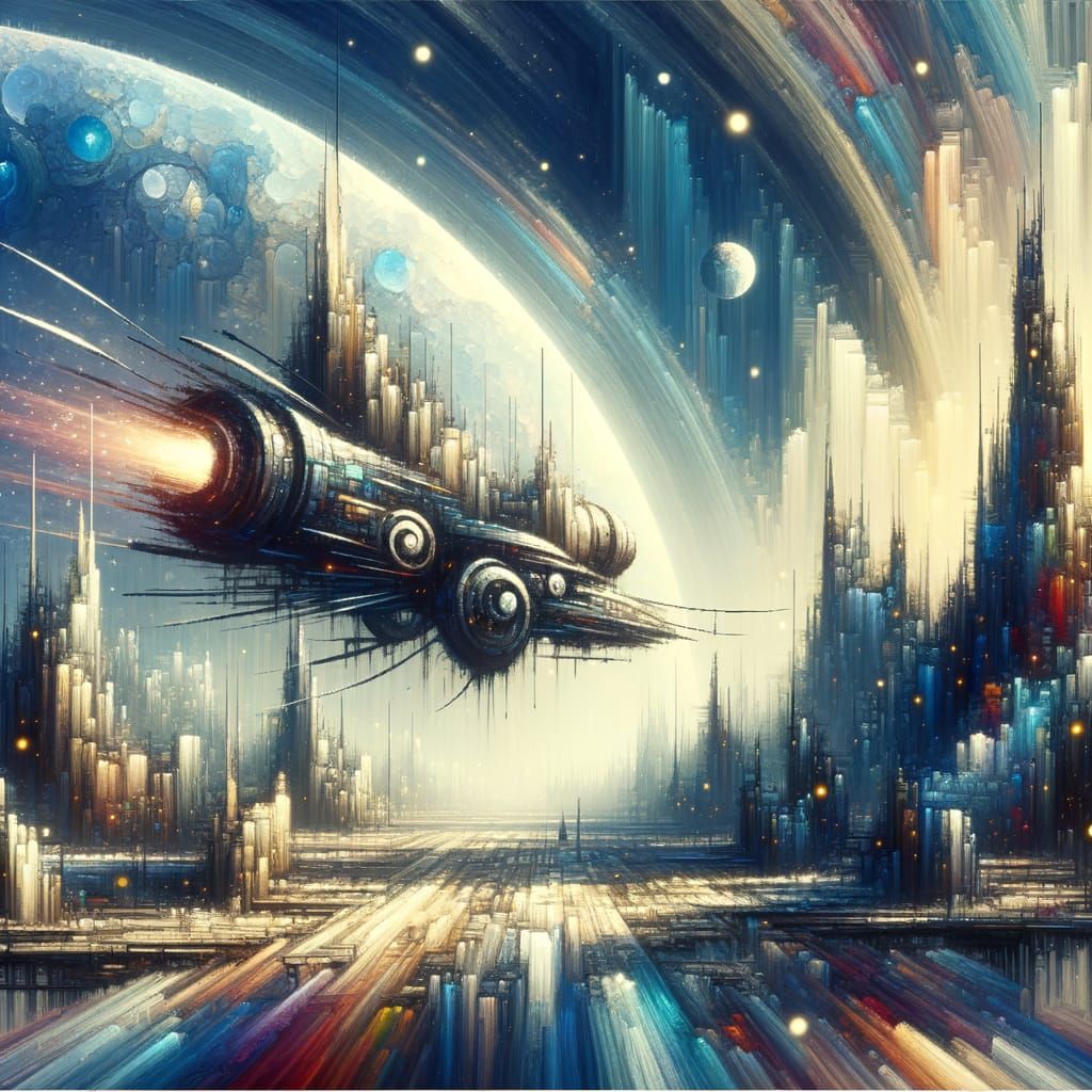 Splatter Painting of Futuristic Space City