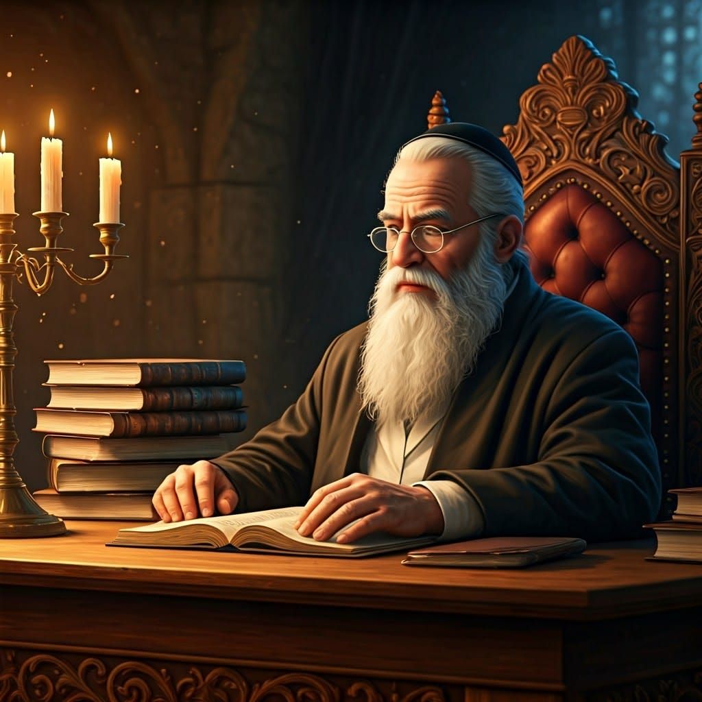 Elderly Rabbi in Contemplative Study