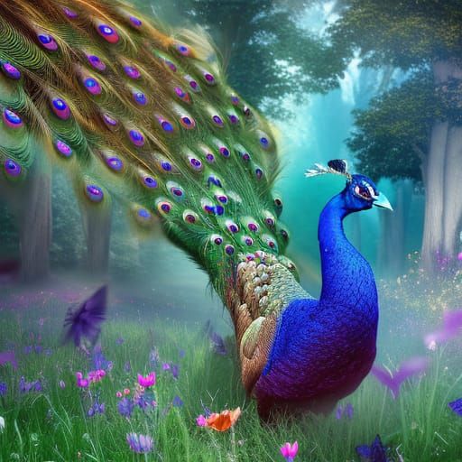 The Colorful Peacock - AI Generated Artwork - NightCafe Creator