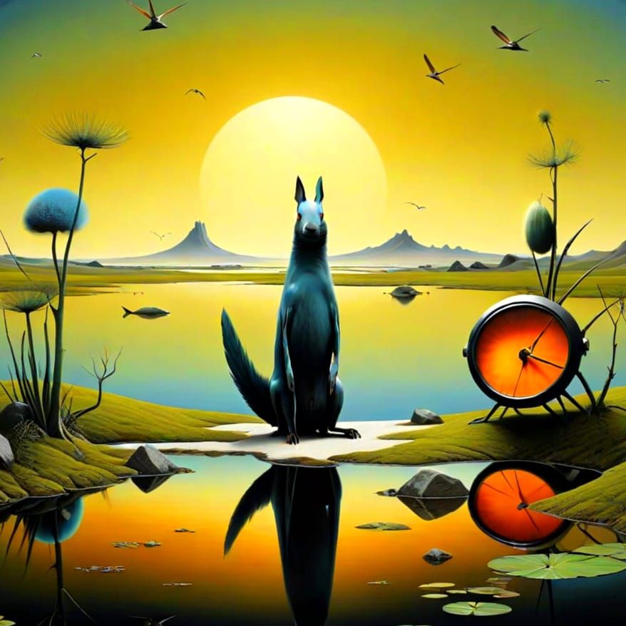 Surreal Fantastic Landscape with Photorealistic Animals