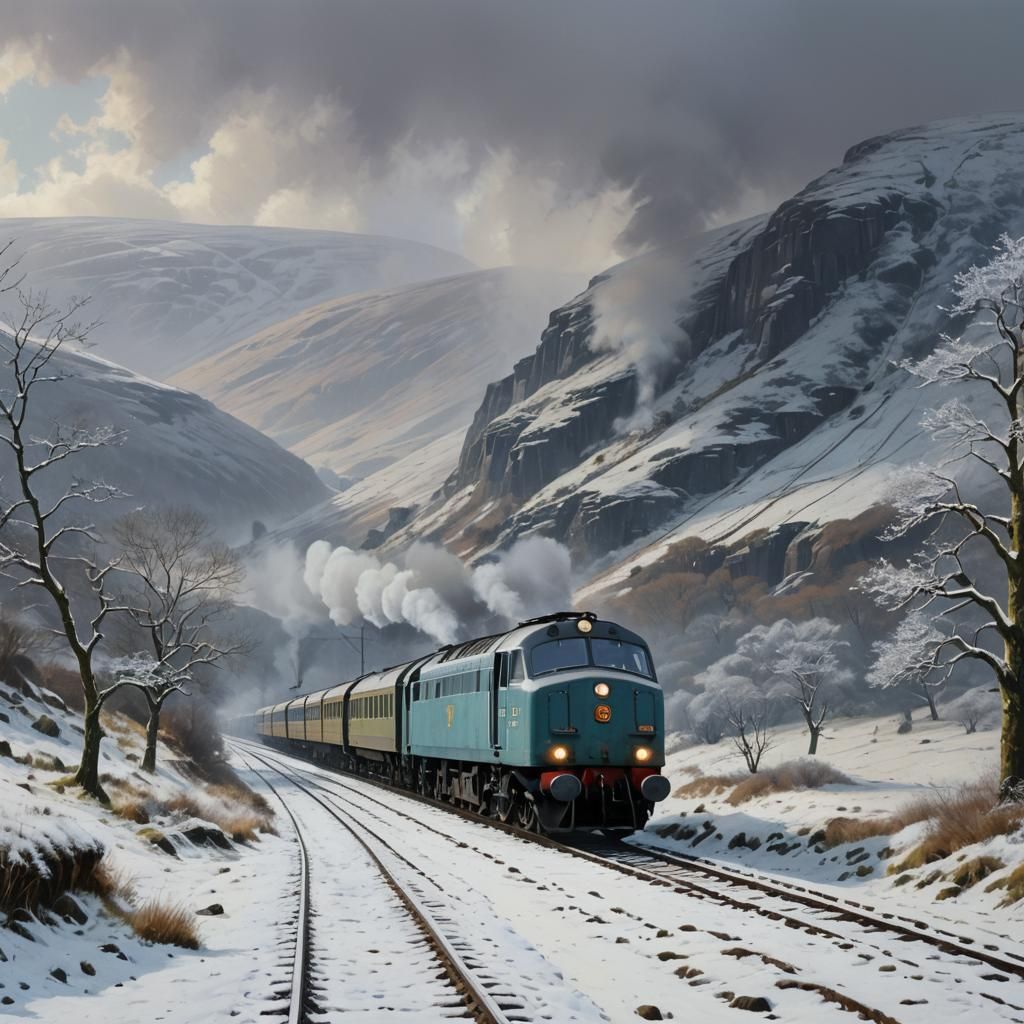A Class 37 locomotive in the Peak District