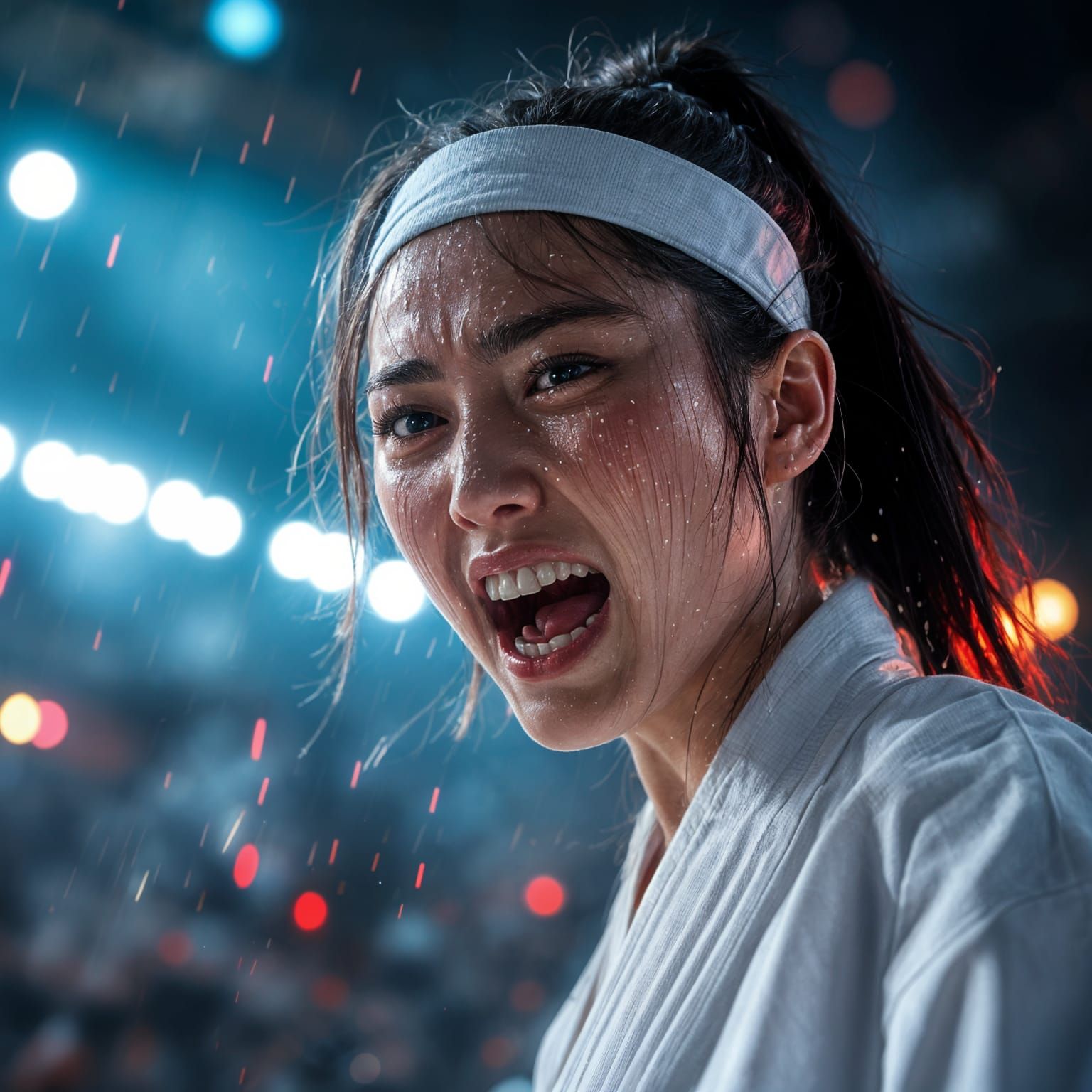 Fierce Korean Tae Kwon Do Champion in Action