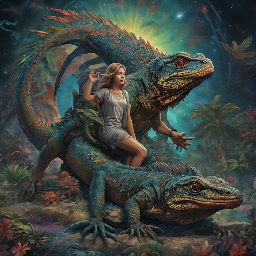 Movie poster featuring couple stranded on lizard island larg...