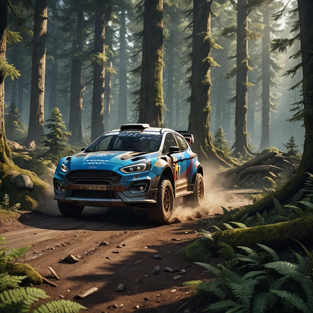 Ford Rally Car In Forest - Ai Generated Artwork - Nightcafe Creator