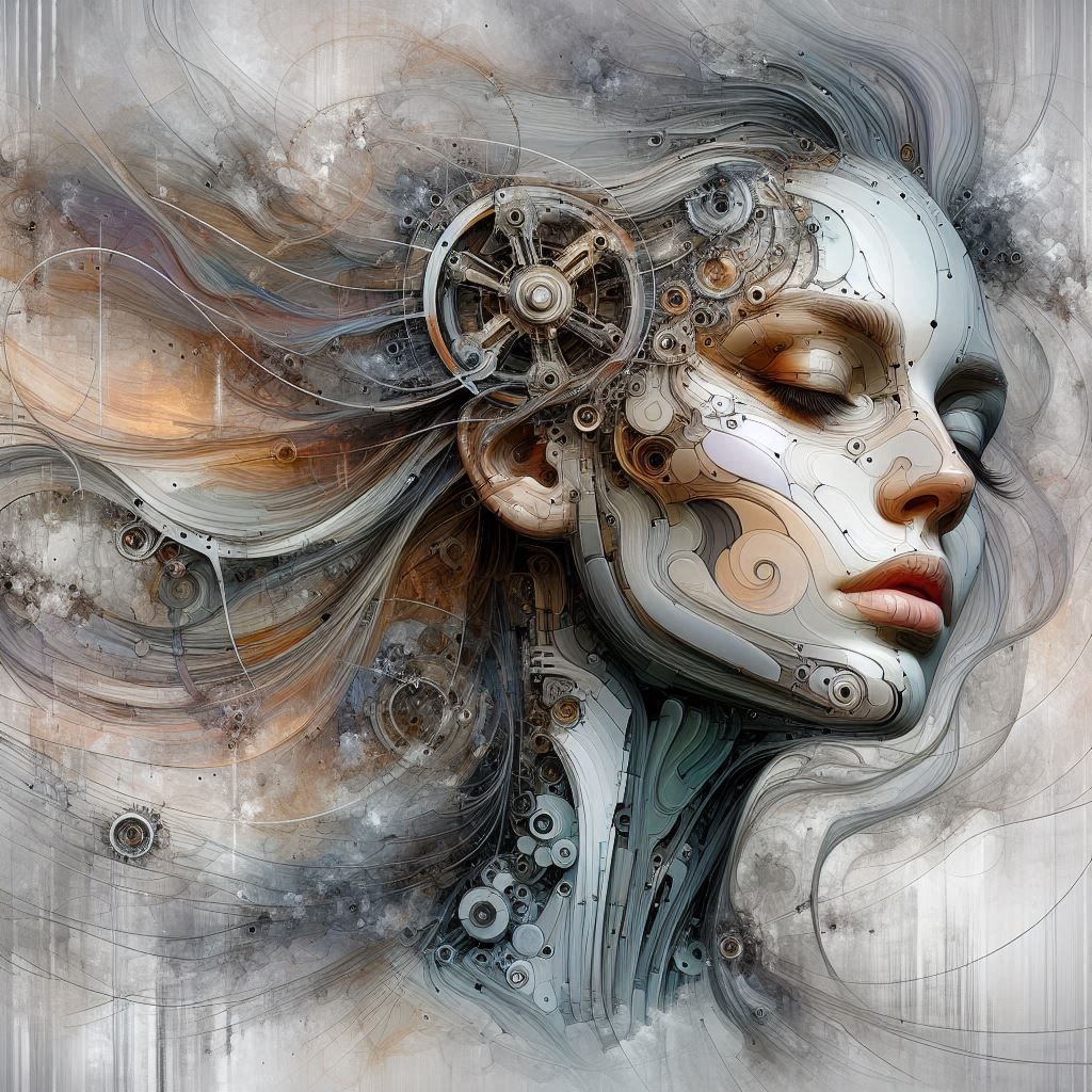 Surrealistic biomechanics girl