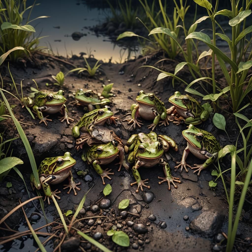 Little frogs screaming
 in the ditch
At nightfall