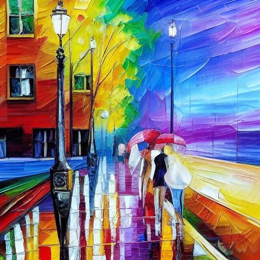 Clock Tower Fireworks in Neo-Impressionist Style