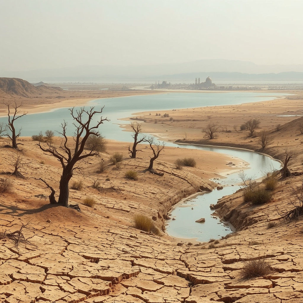 Post-Apocalyptic Desert River Landscape