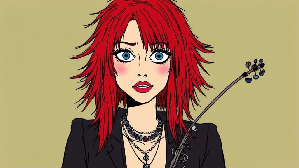 A red-haired annoyed punk girl <lora:PXSketchFlux:1.0>