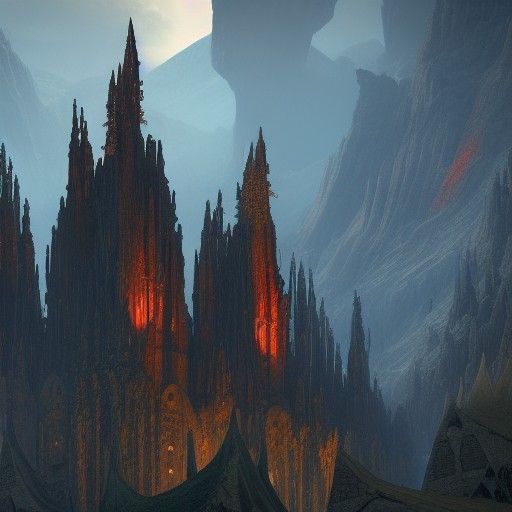 Vampire Cathedral on Mountain in Detailed Matte Painting