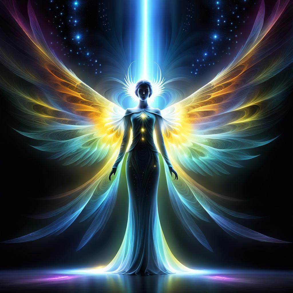 Fractal image of amazing beautiful angelic creature