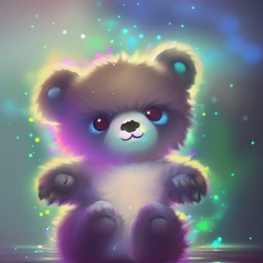 adorable cute chibi baby fluffy furry Bear as constellation on ...