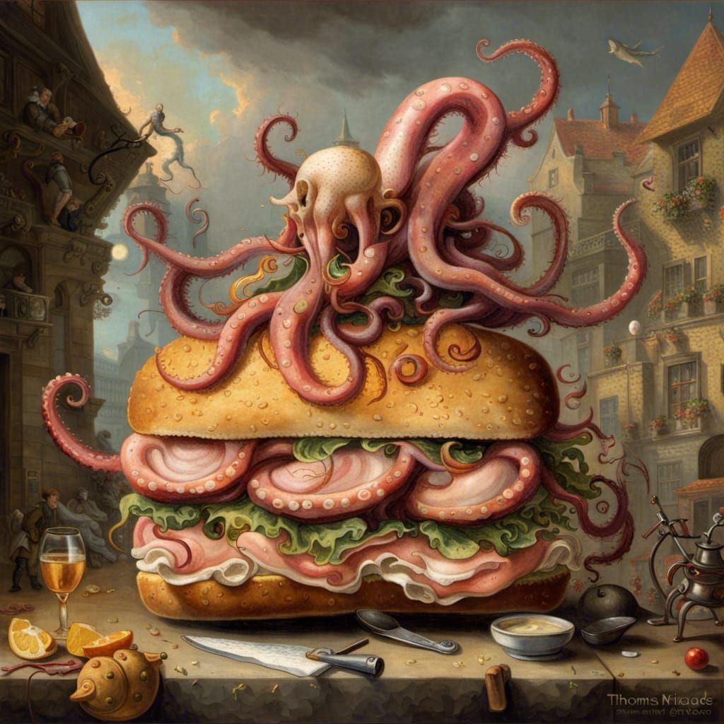 Outrageous Sandwich with tentacles  by @Eto Demerzel