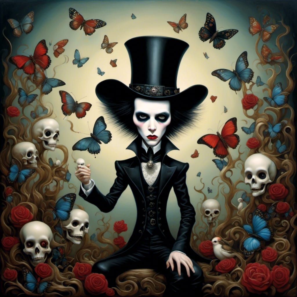 <lora:Broodiful:1.0> Marilyn Manson mark ryden