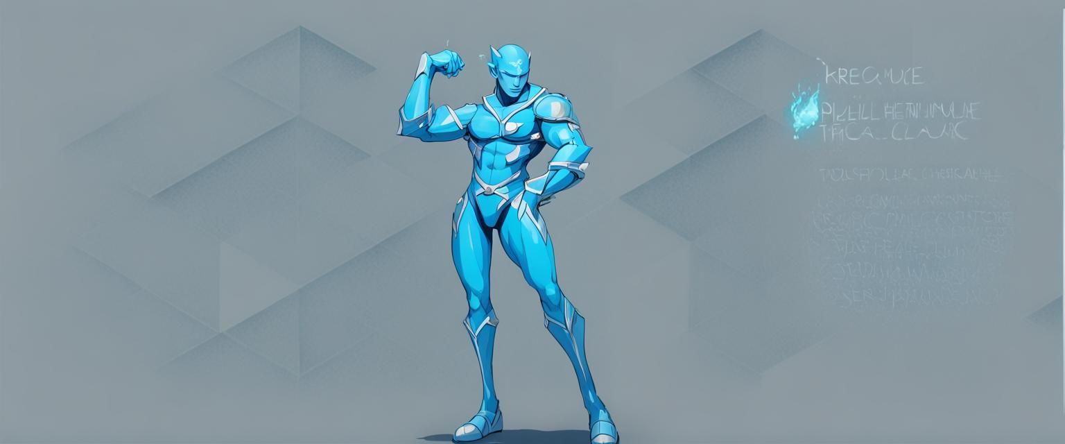 Powerful Character Design in Light Blue Tones