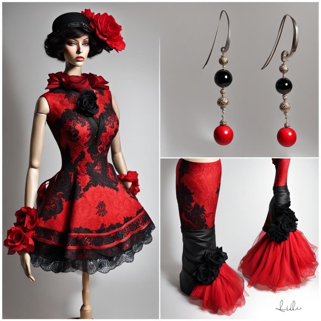 Designer black red