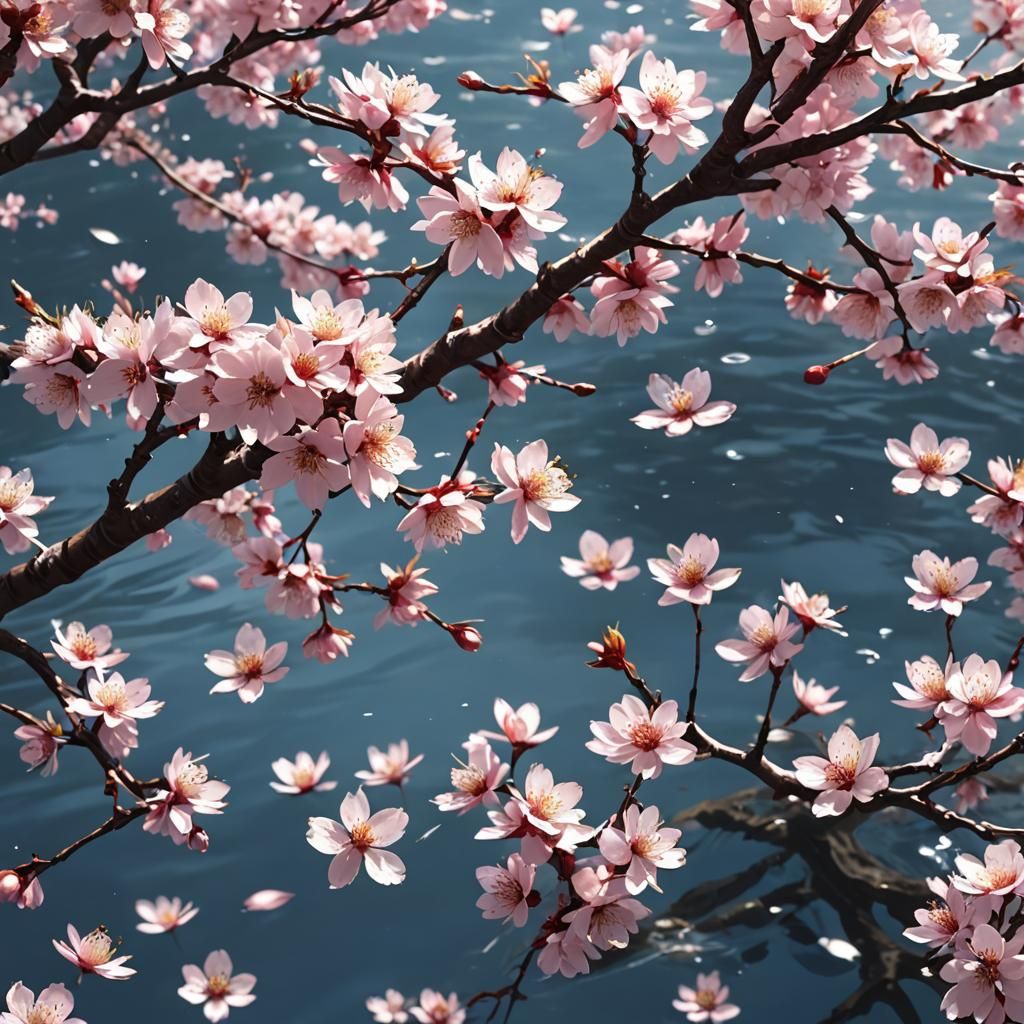 Cherry Blossoms in Water