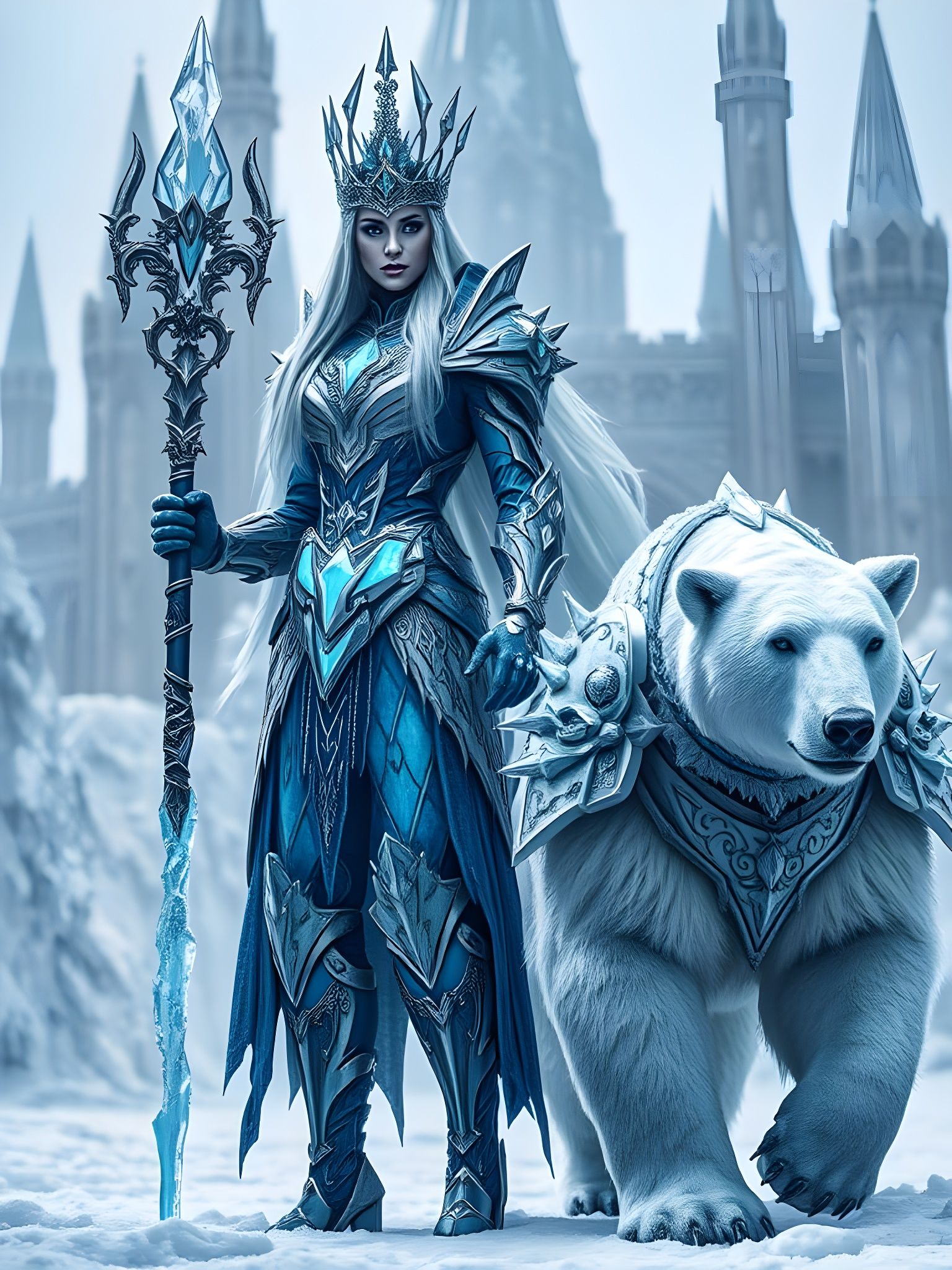 Ice Queen Warrior and Her Ride.  by @Jessy Marvel