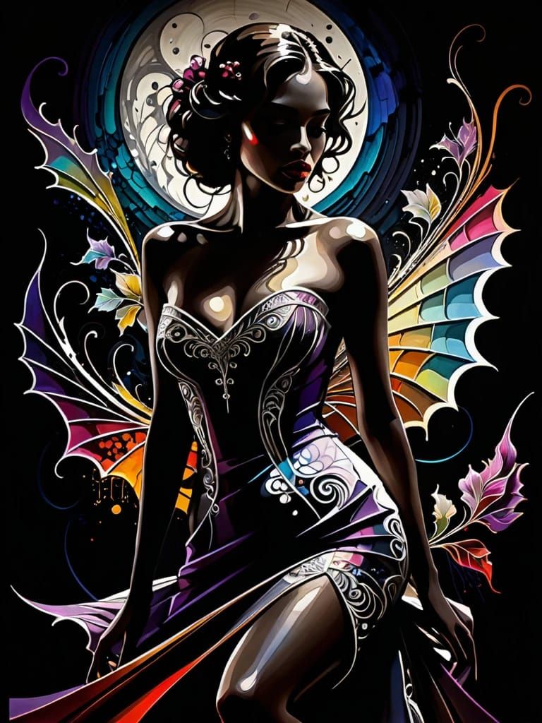 Ethereal Woman in Nouveau Art Florals