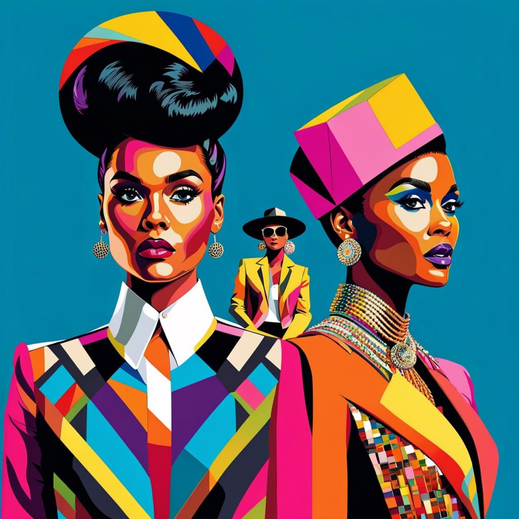 Janelle Monae J. C. Leyen'decker Mondian fashion models sketch ...