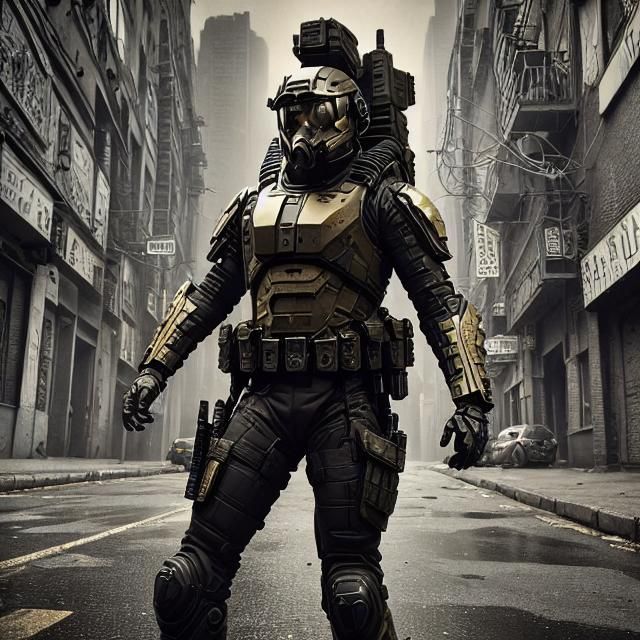 <lora:Swat:1.0> A wide angle Hyperrealistic of a Swat agent by wearing intricately tactical heavy suit