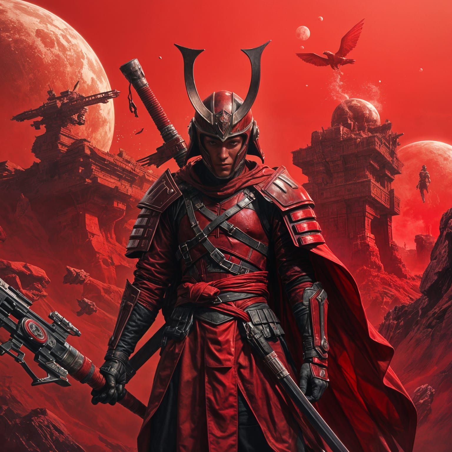 Red space Samourai  by @Dobiki