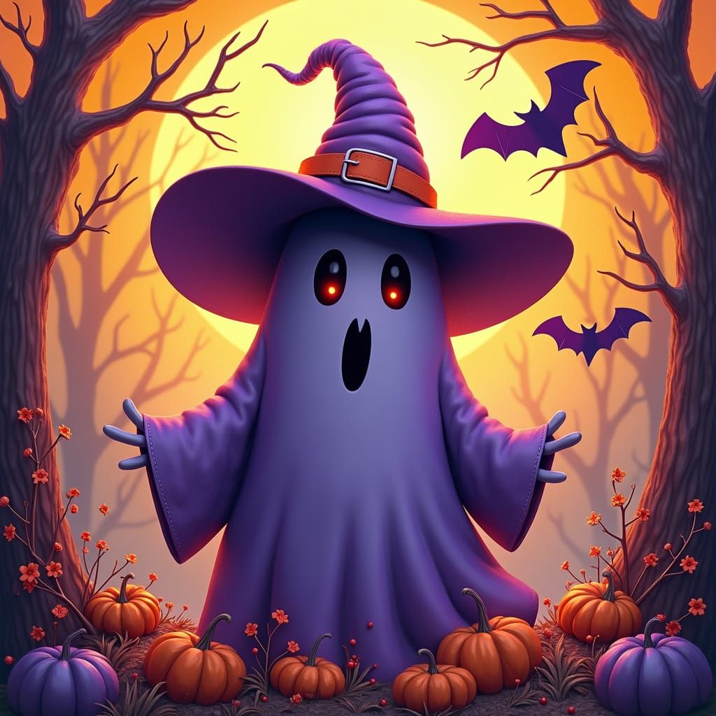 a fun Halloween image with clipart Halloween ghost and witch...
