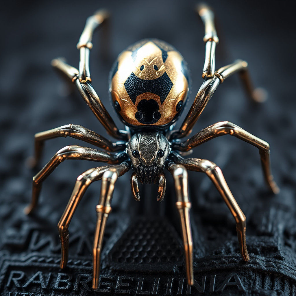 a metallic shining spider
