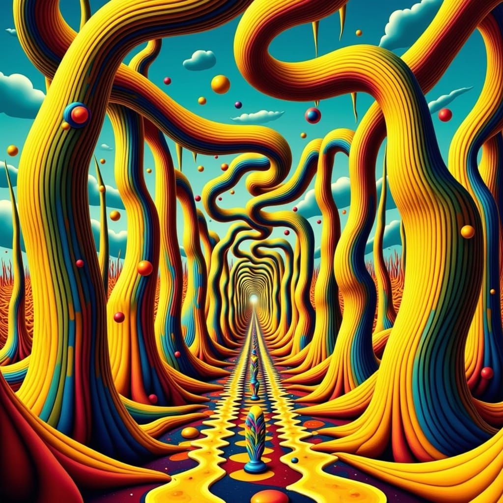 Surreal Banana Plantation in a Distorted Dreamscape